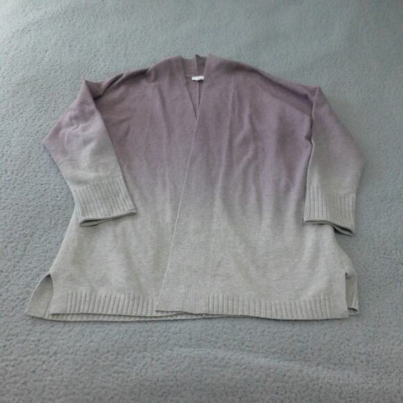 J Jill Sweater Womens Large Petite Cardigan Ombre Purple Gray Open Knit - Picture 1 of 7